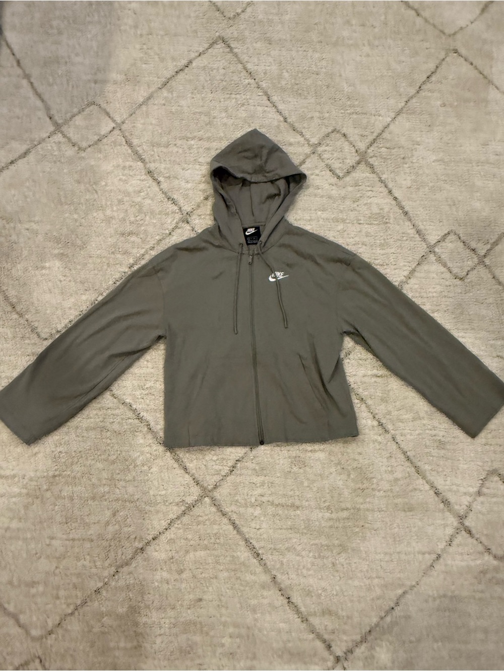Nike Olive Zip-Up Hooded Bomber Jacket Size XS